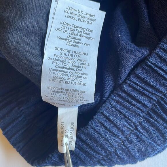 J. CREW 55% Linen 45% Cotton Navy Pull On Pants Tie Belt Side Pockets Wide Leg 2 - Picture 9 of 13